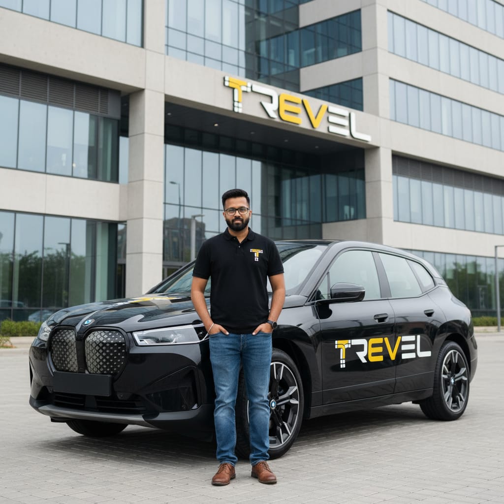 Business professionals in luxury taxi